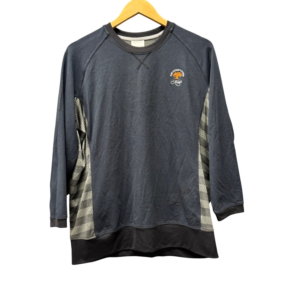 Nike Golf Pullover Mens XL Dri-Fit Kiawah Ocean Course Navy Blue Mesh 3/4 Sleeve